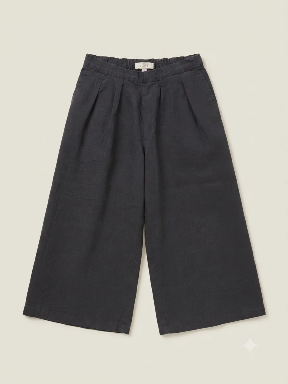 LOFT  Wide-Leg Cropped Chinos in Dark Charcoal